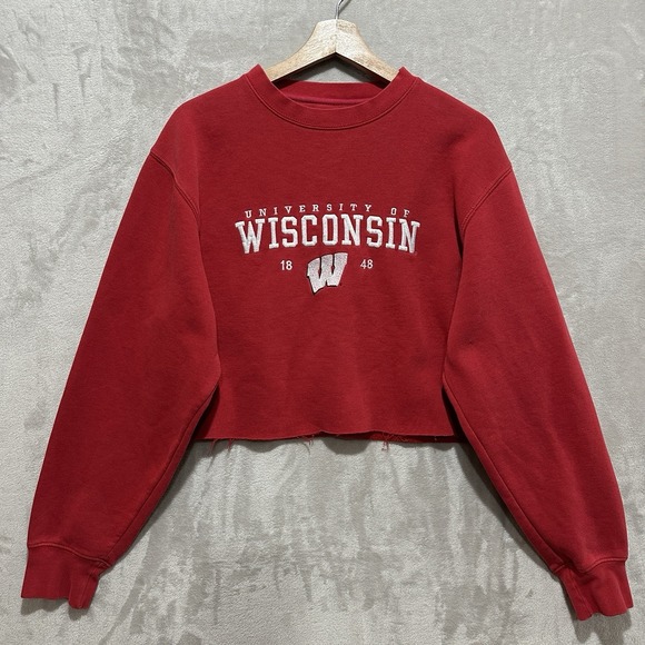 Jansport Tops - Jansport University Wisconsin Custom Sweatshirt Men's S Red Cropped Crewneck